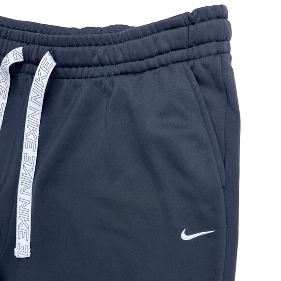 Nike Dri-Fit Therma Taping Logo Sweatpants Ankle Zip Joggers Black White Large - Picture 4 of 14